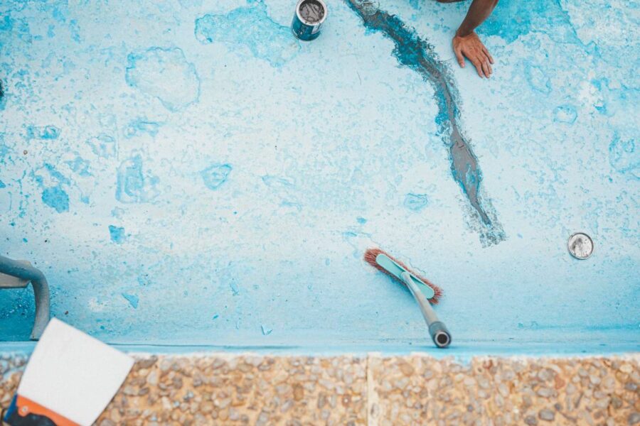 Background of a blue pool maintenance